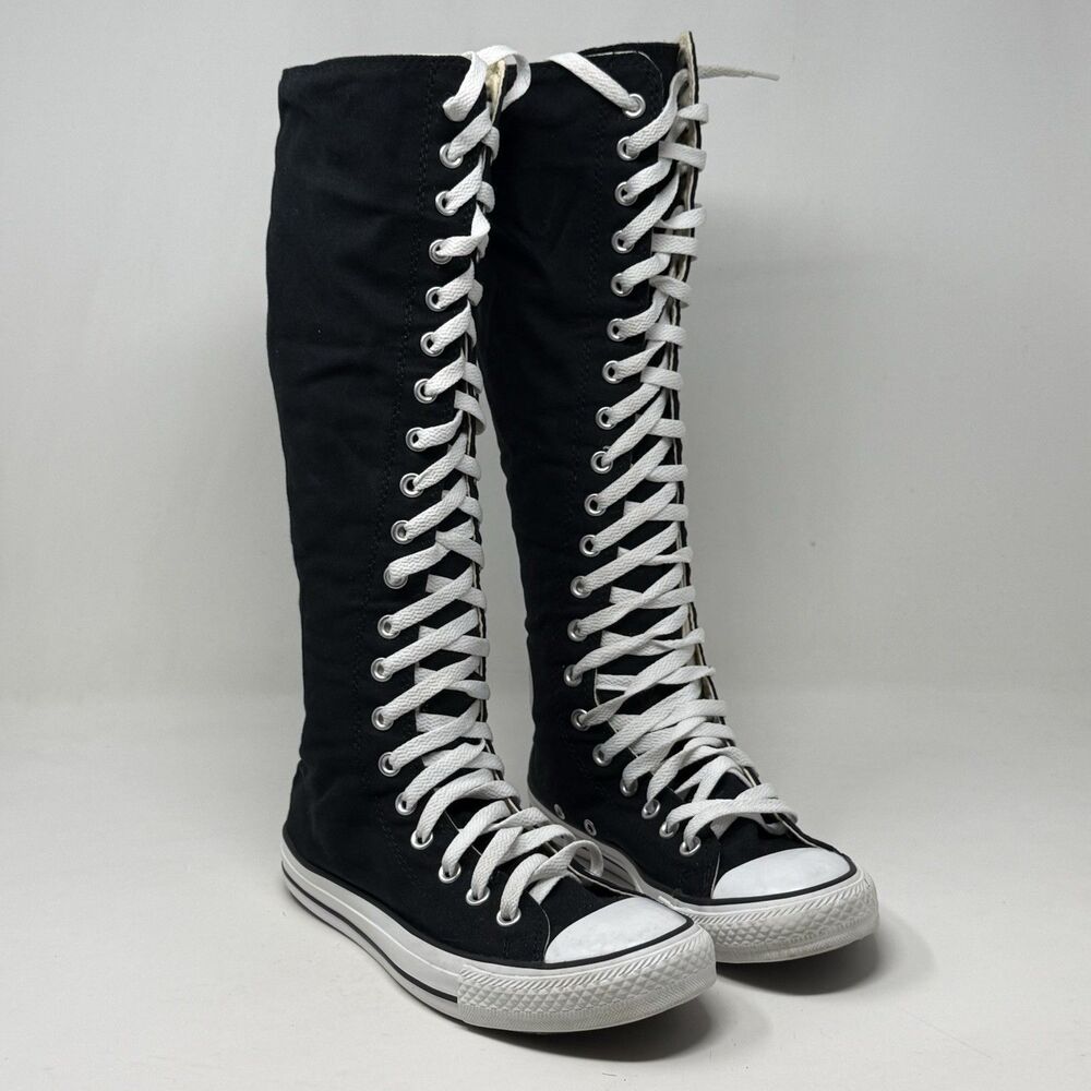 Converse All Star XXHi Knee High Sneakers Shoes Womens 9 Black Canvas Back Zip